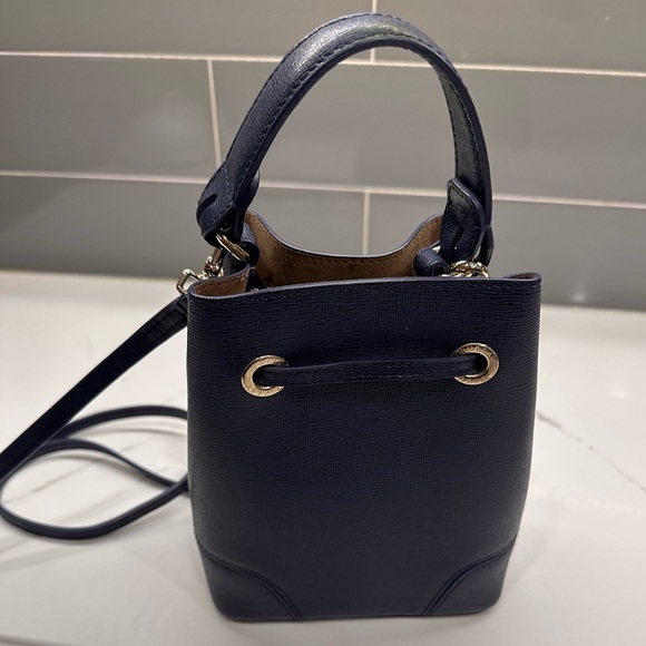Furla Women's Stacy Mini Drawstring Bucket Bag Blue/Navy - Picture 3 of 16